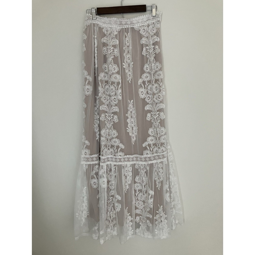 Altar'd State Arissa Floral Embroidered Maxi Skirt Size Large Boho Whimsical